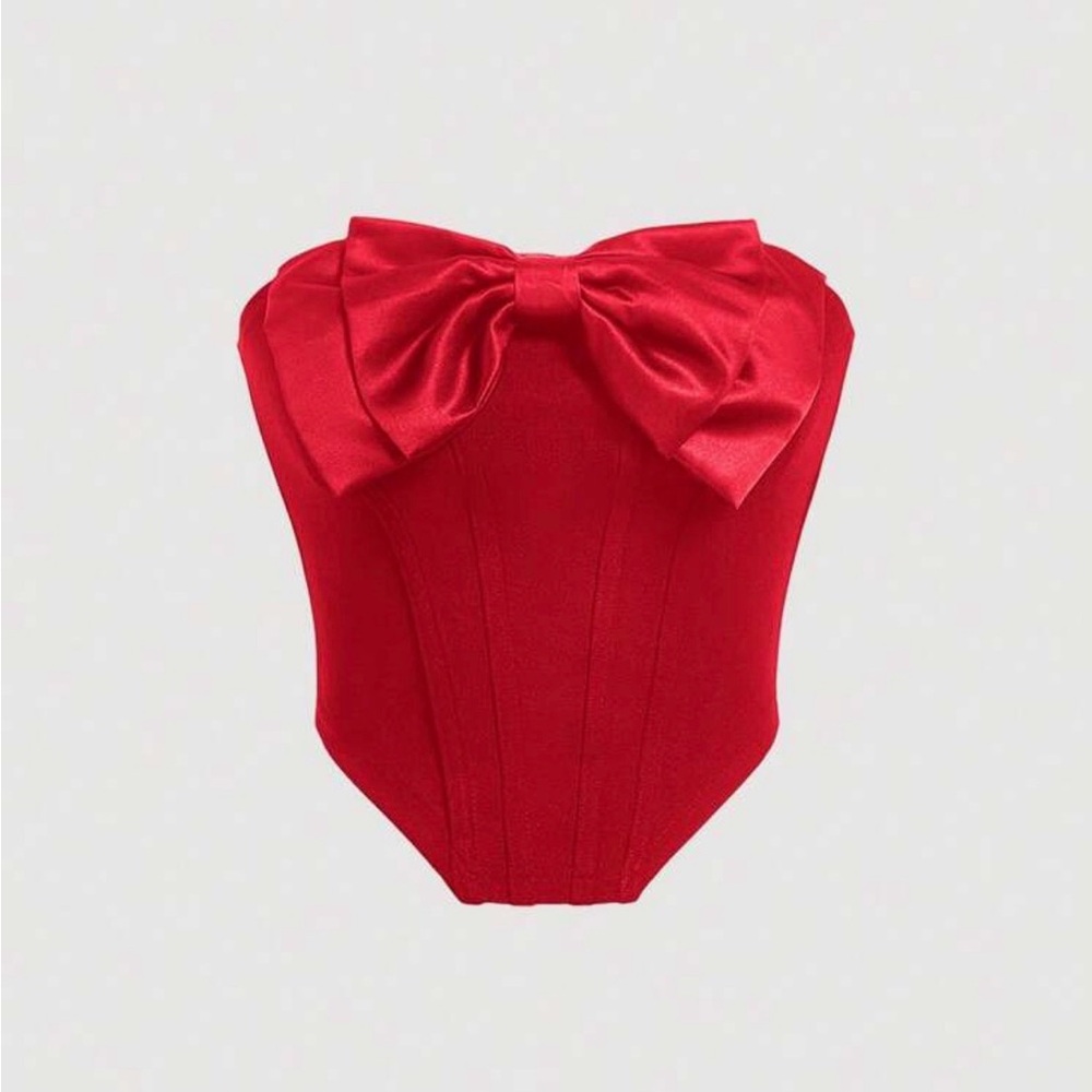 SHEIN Red Bow Crop Top